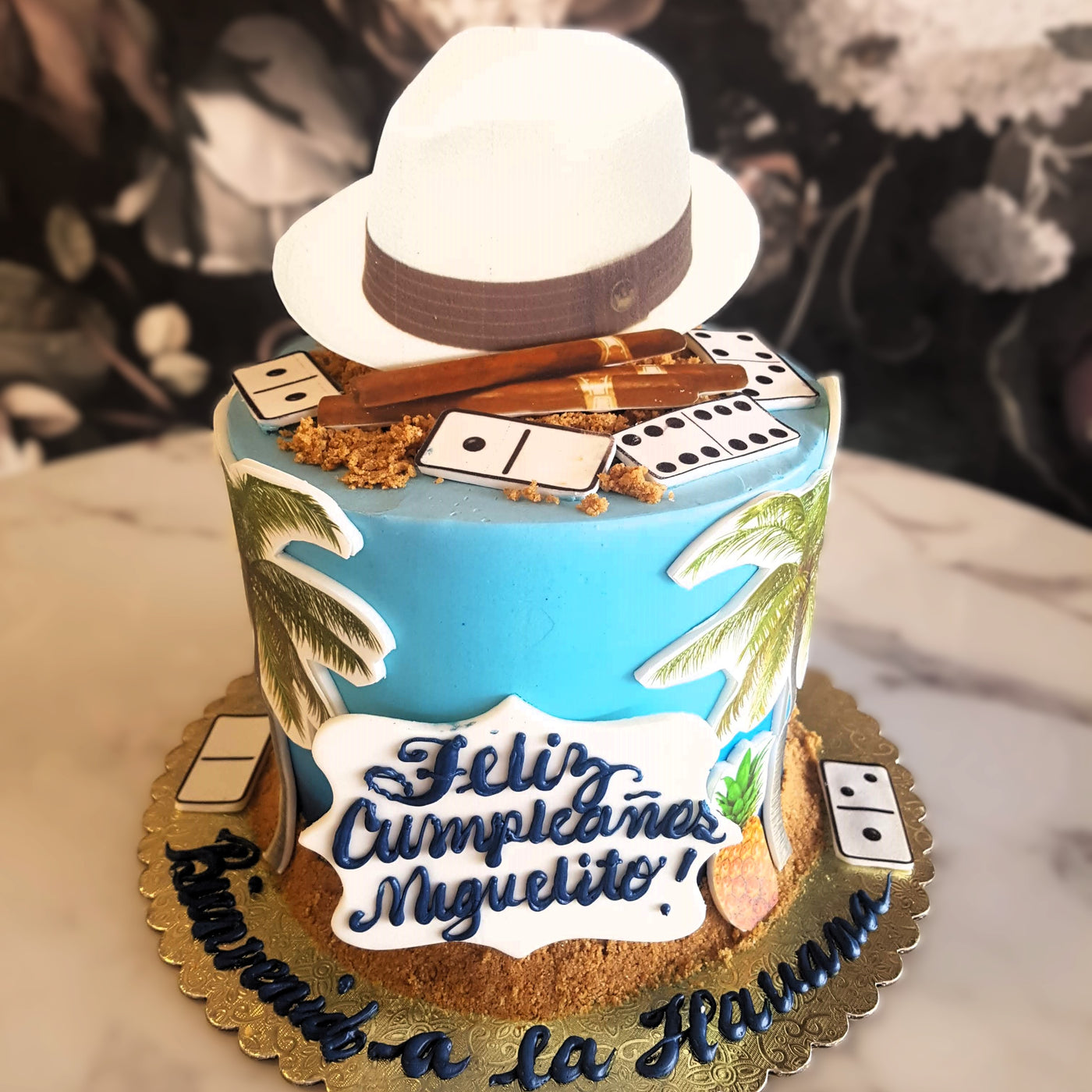 Havana, Tropical-themed cake, summer cake, domino, cigar, Cuban cake, Mens party, Mens birthday, Cake delivery Vegas