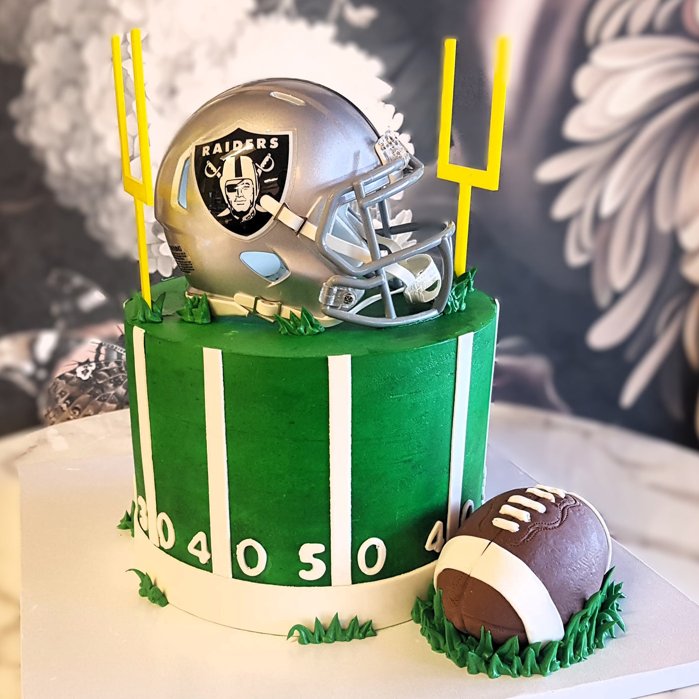 Football cake, Sports cake, Best cakes las vegas, hobbies, mens cake, mens birthday, superbowl, raiders, hobbies