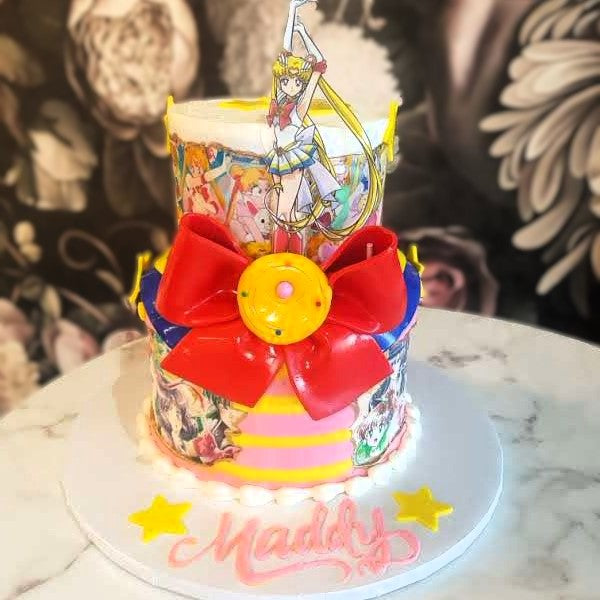 Sailor Moon Cake, Girls Favorite, Cute Cake Vegas, Girls Cake Vegas, Doll Cake, Bakery near me, Best Cakes Vegas, Maddy, anime cake, 