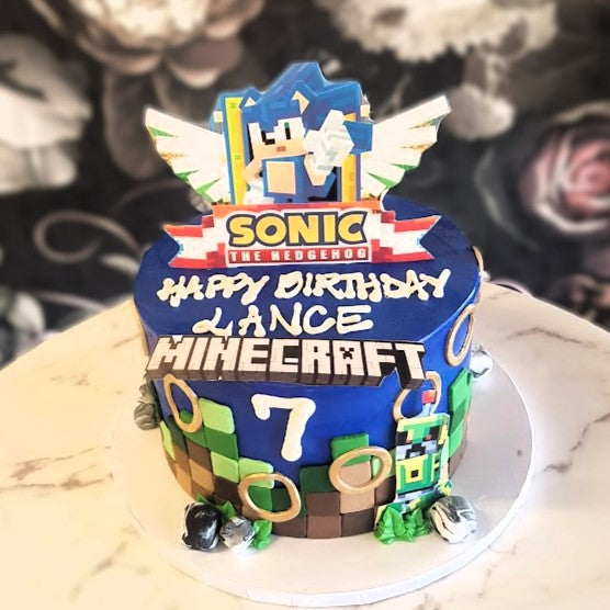 Sonic Minecraft Animated Cake