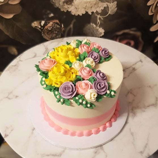 Spring themed cake, pastel floral cake, cake for girls, cake for easter, floral cake, cake delivery vegas, bakery near me