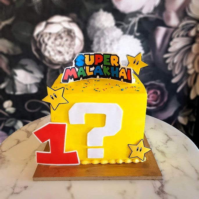 Super Mario Question Mark Cake