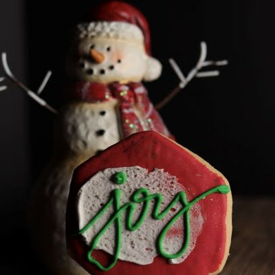 joy calligraphy cookie