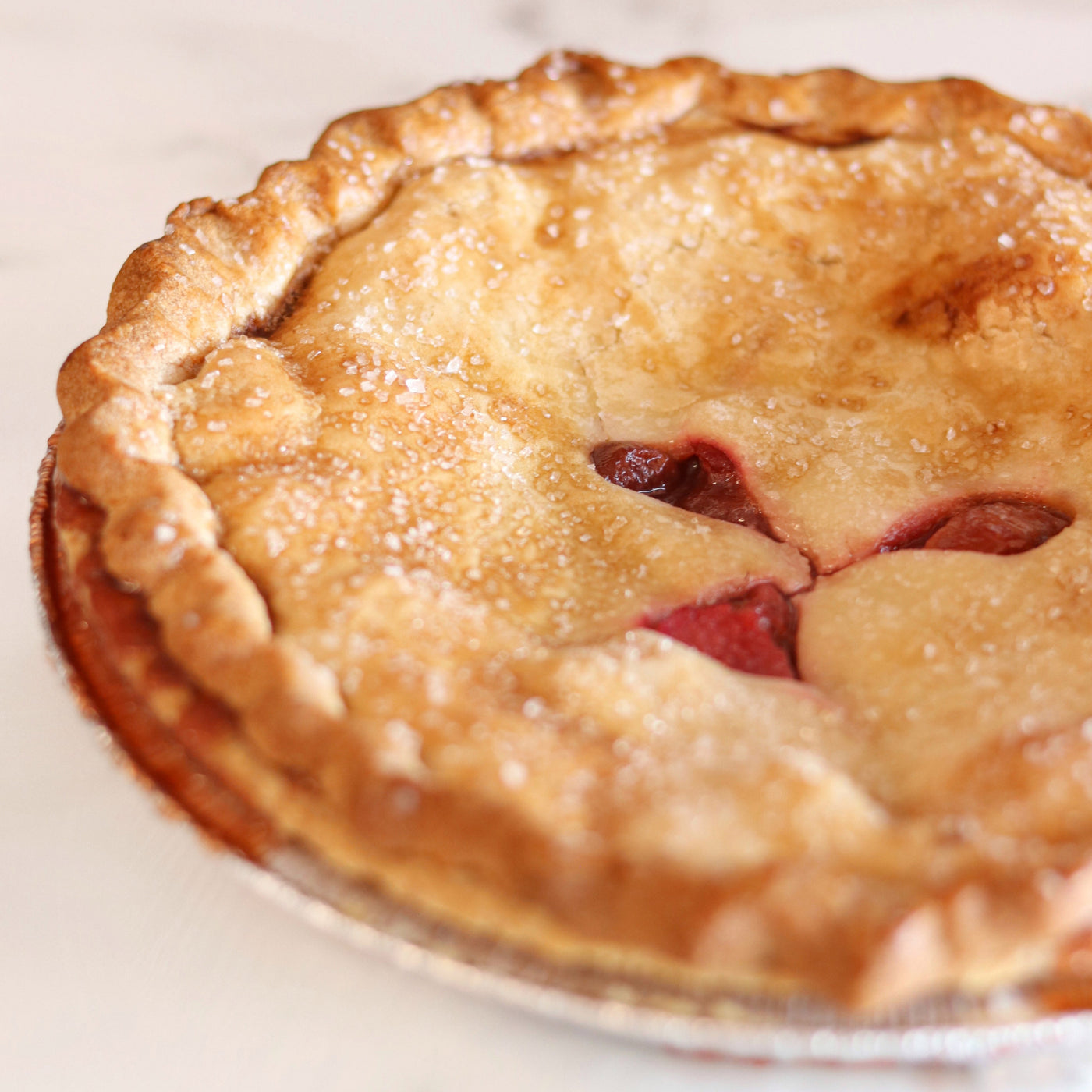 9" Nathan's Strawberry Rhubarb Pie | Sweet Powdered Sugar Dusted | Favorite